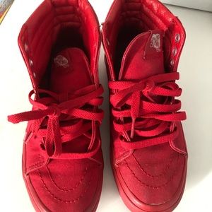 All red skate hi vans